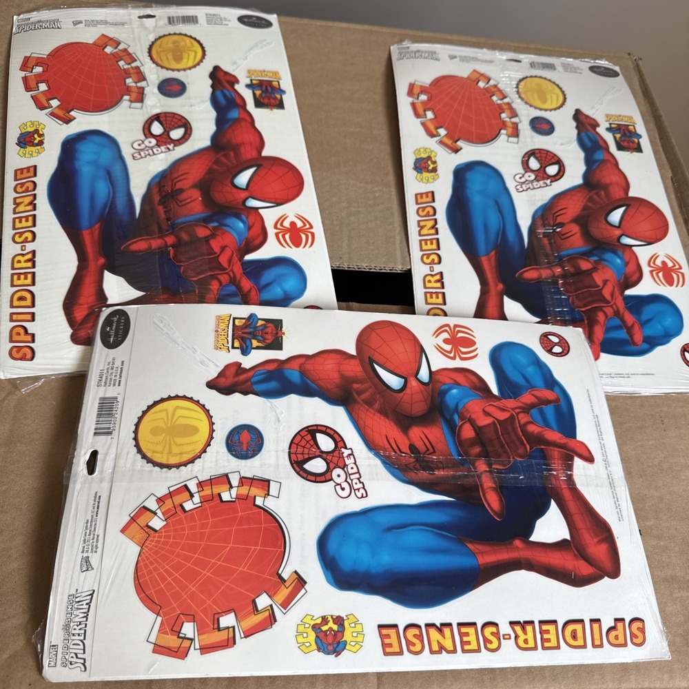 Lot of 3 HALLMARK Spider-Man ReMOVEABLE wall Stickers DECORATIONS Marvel‎ decor